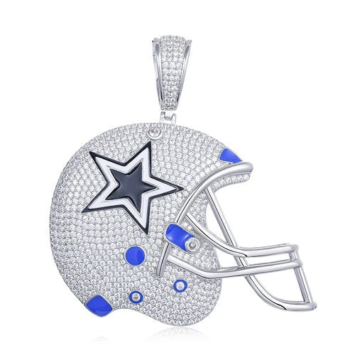 14k White Gold VVS Moissanite Cowboys Pendant hip hop jewelry CustomDiamJewel