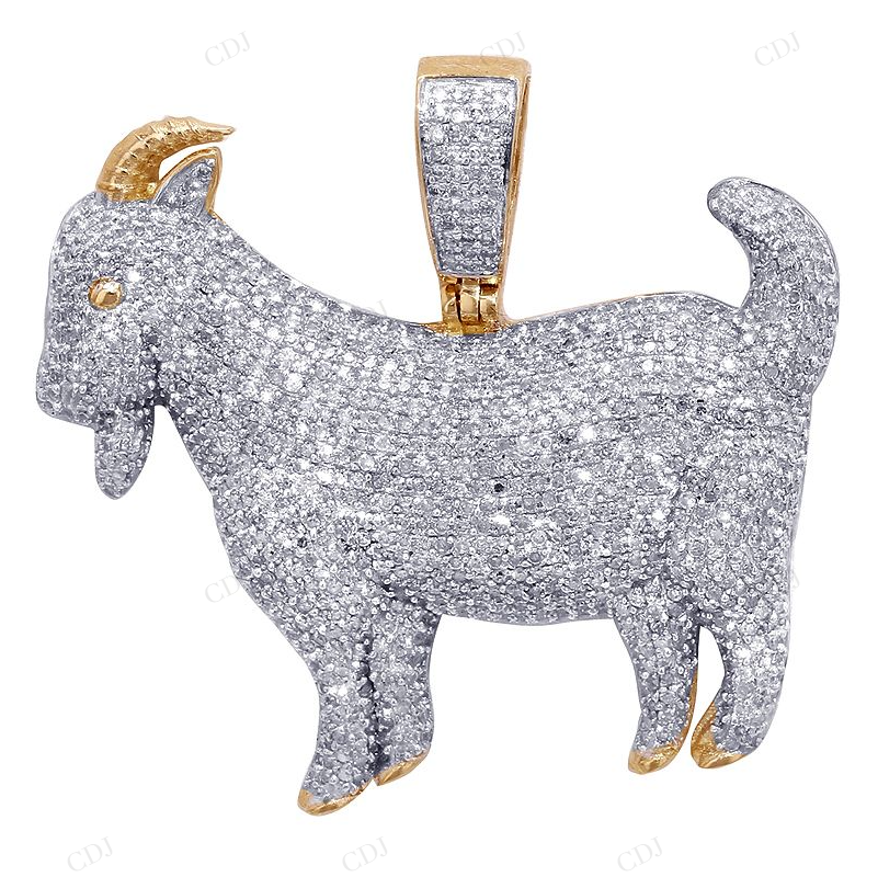 1.4 Inch Moissanite Daily Wear Silver Goat Pendant CustomDiamJewel