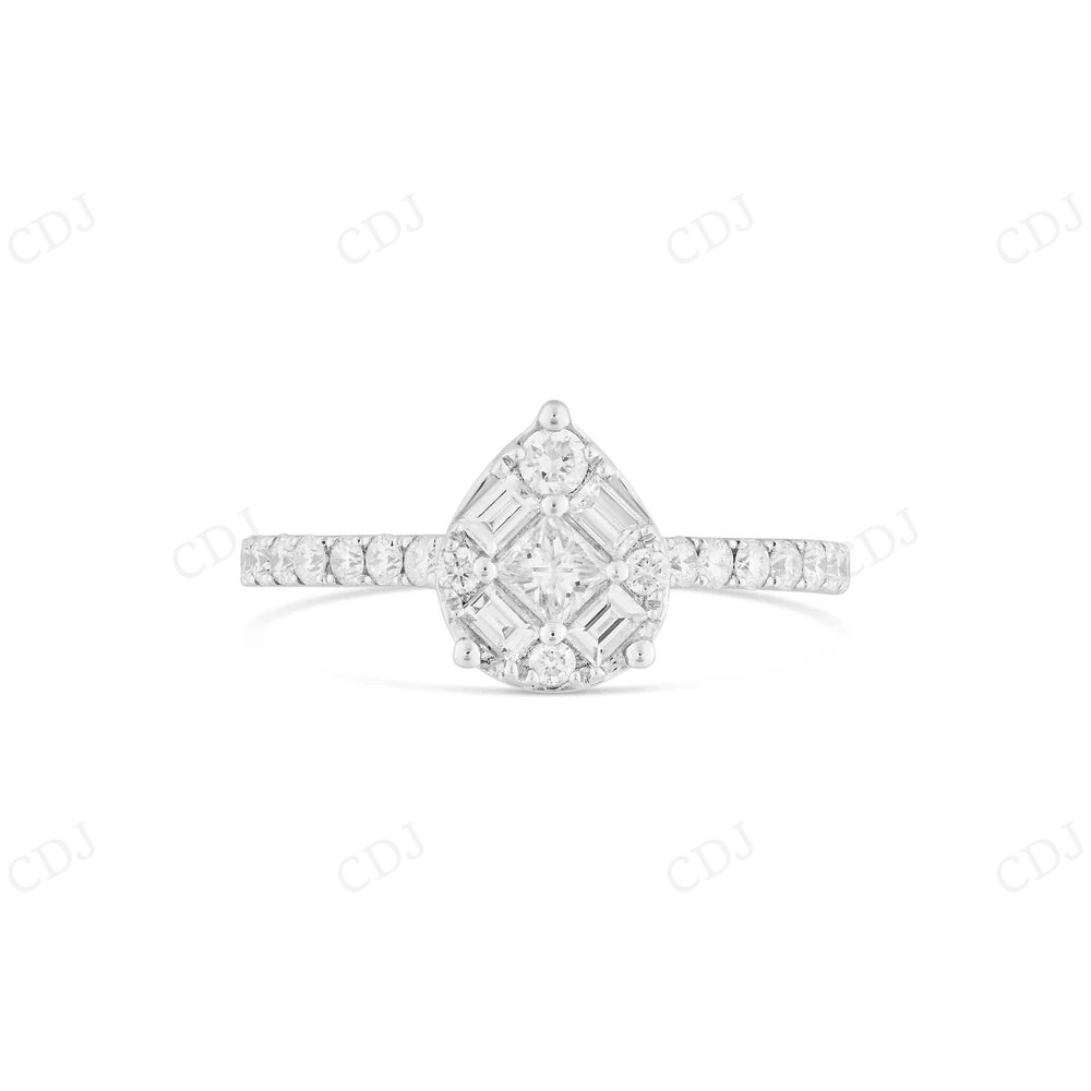 18K Gold Cluster Moissanite Pear Shaped Engagement Ring Engagement Ring CustomDiamJewel