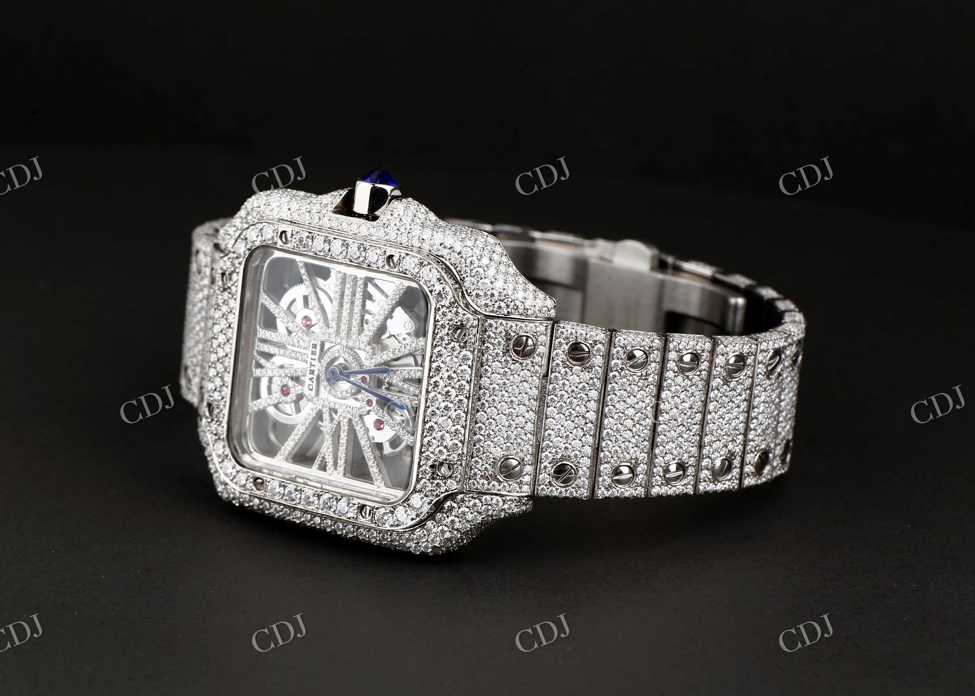 Iced Out Moissanite Skeleton Watch customdiamjewel