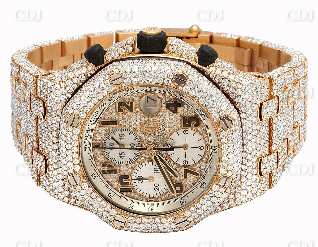 Full Rose AP Chrono Colorless Diamond Watch customdiamjewel