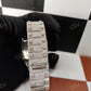 Rose-White Tone VVS Moissanite Roman Dial Watch customdiamjewel
