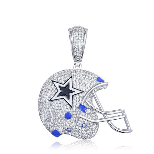 14k White Gold VVS Moissanite Cowboys Pendant hip hop jewelry CustomDiamJewel