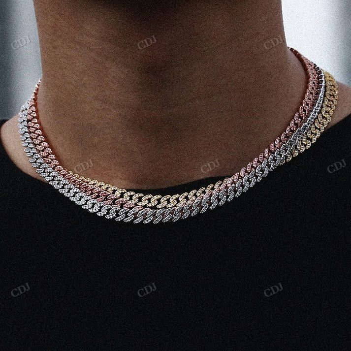 Iced Out 6MM Diamond White Gold Cuban Chain hip hop jewelry CustomDiamJewel
