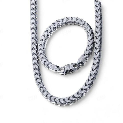 14K Gold Lab Diamond Iced Out Franco Chain Necklace hip hop jewelry CustomDiamJewel