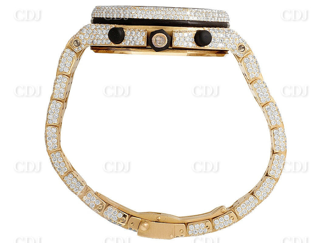 Two Tone Cartier Santos Yellow Gold With Arabic Number Dial Moissanite Watch customdiamjewel