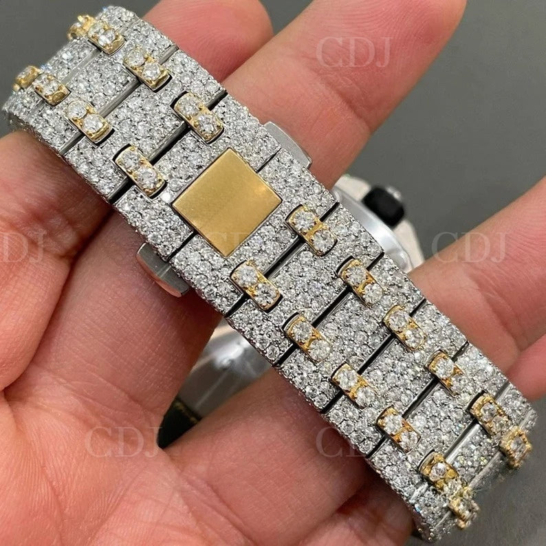 Fully Customized Luxury Iced Out Moissanite Diamond AP Chrono Watch customdiamjewel
