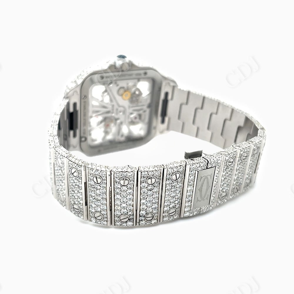 Cartier Skeleton VVS Diamond Stainless Steel Watch customdiamjewel