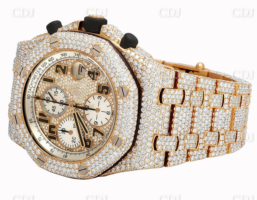 Full Rose AP Chrono Colorless Diamond Watch customdiamjewel