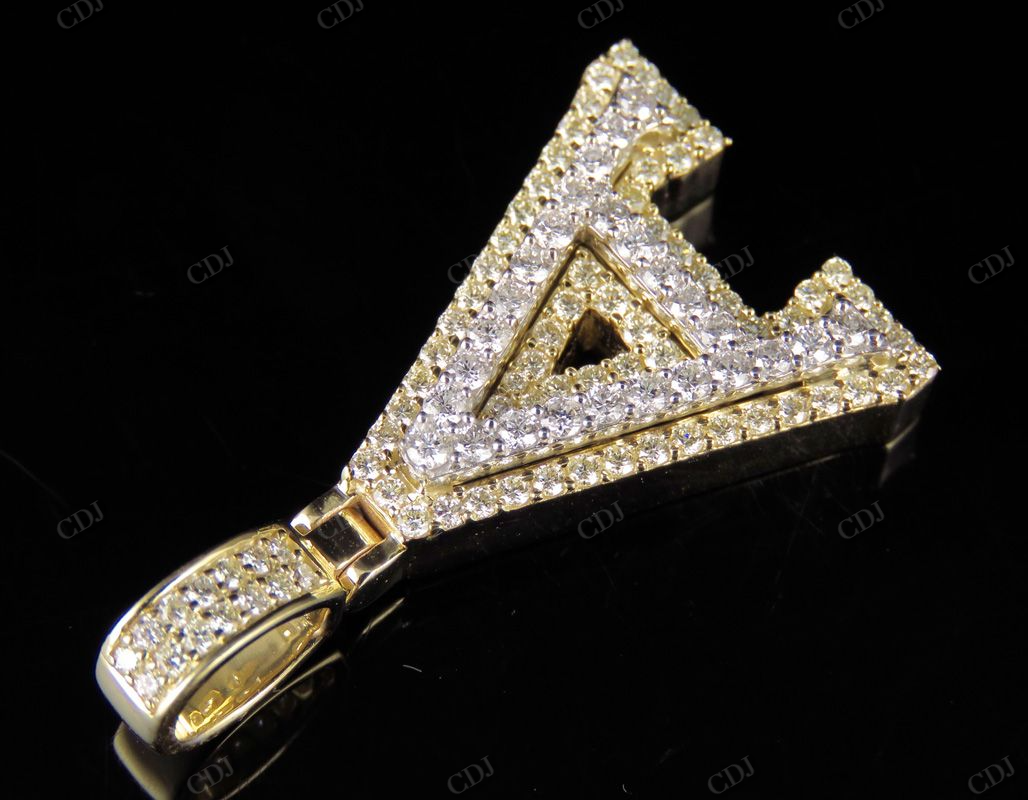 1.5" 1.55 CTW Two Tone Gold Diamond Custom Initial 'A' Letter Pendant CustomDiamJewel