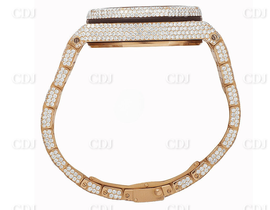 Two Tone Cartier Santos Yellow Gold With Arabic Number Dial Moissanite Watch customdiamjewel