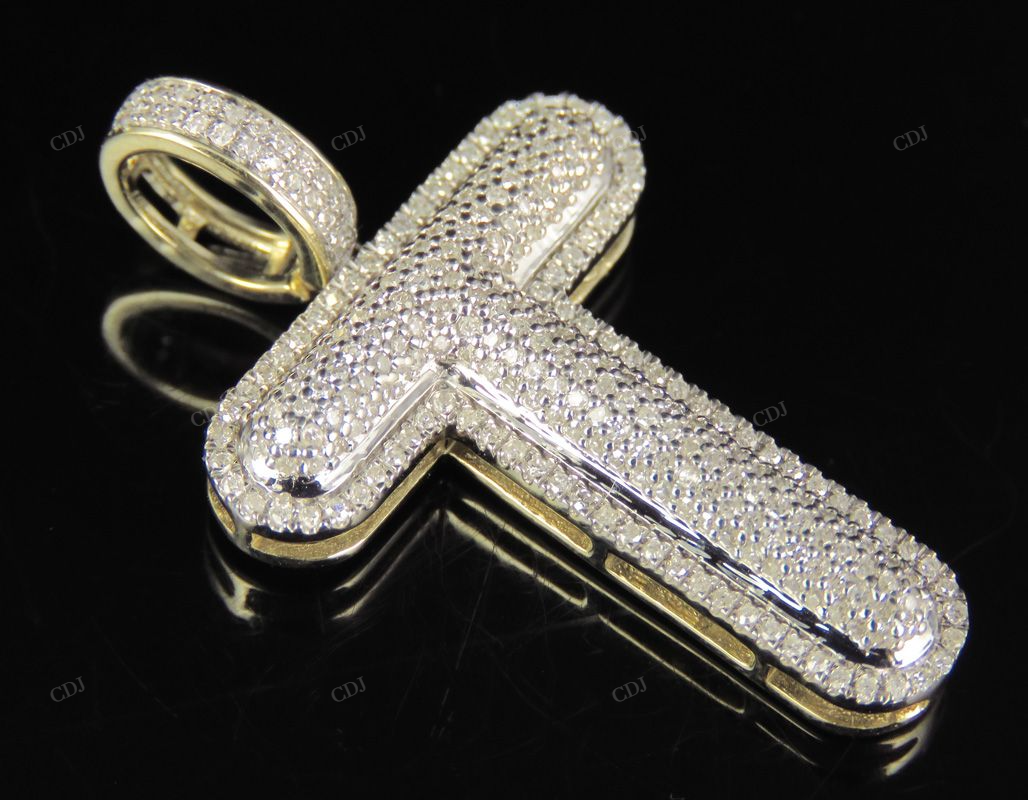 1.5" 0.75 CTW 10K Yellow Gold Natural Diamond T Pendant CustomDiamJewel