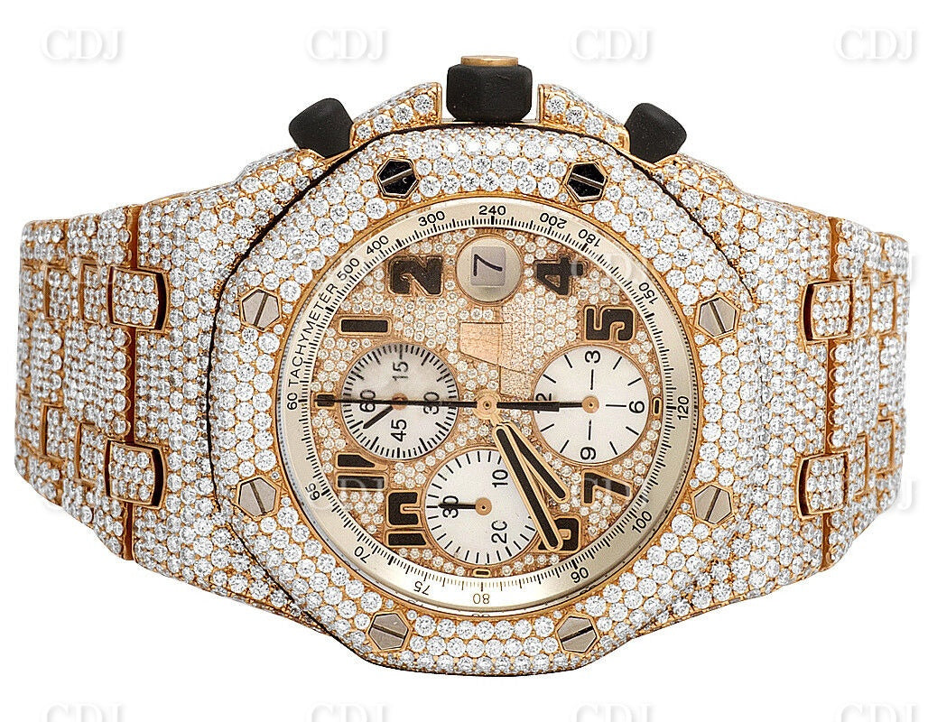 Two Tone Cartier Santos Yellow Gold With Arabic Number Dial Moissanite Watch customdiamjewel