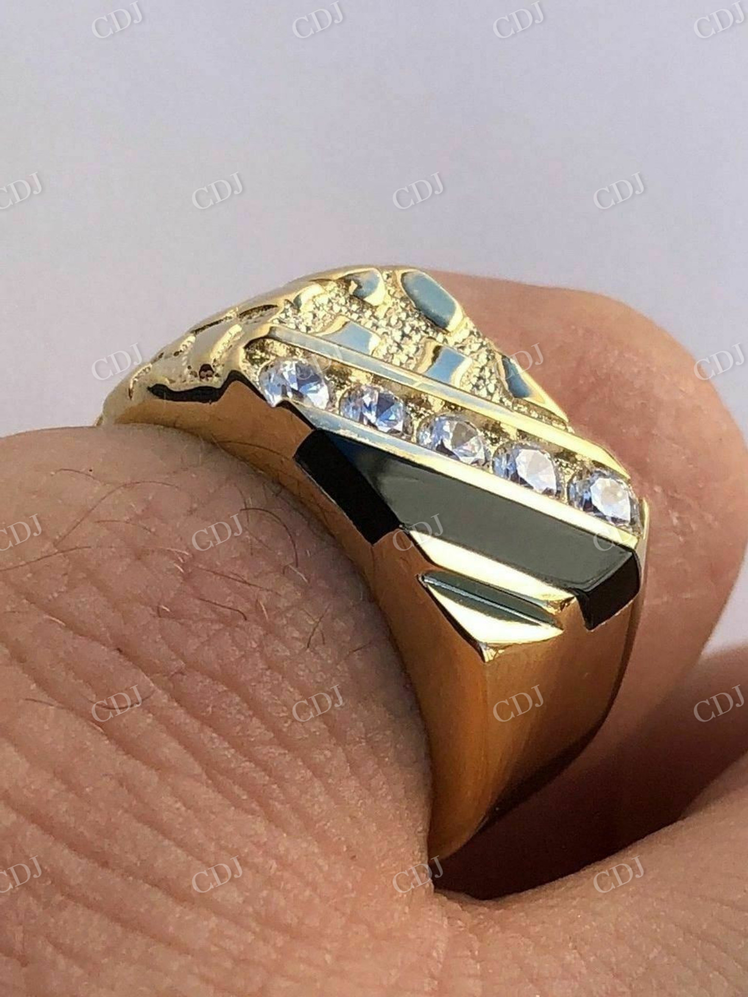 14k Gold Finish Baguette Hip Hop Ring  customdiamjewel   