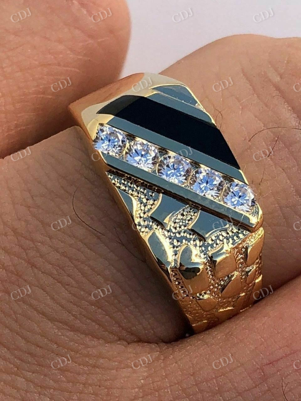 14k Gold Finish Baguette Hip Hop Ring  customdiamjewel   