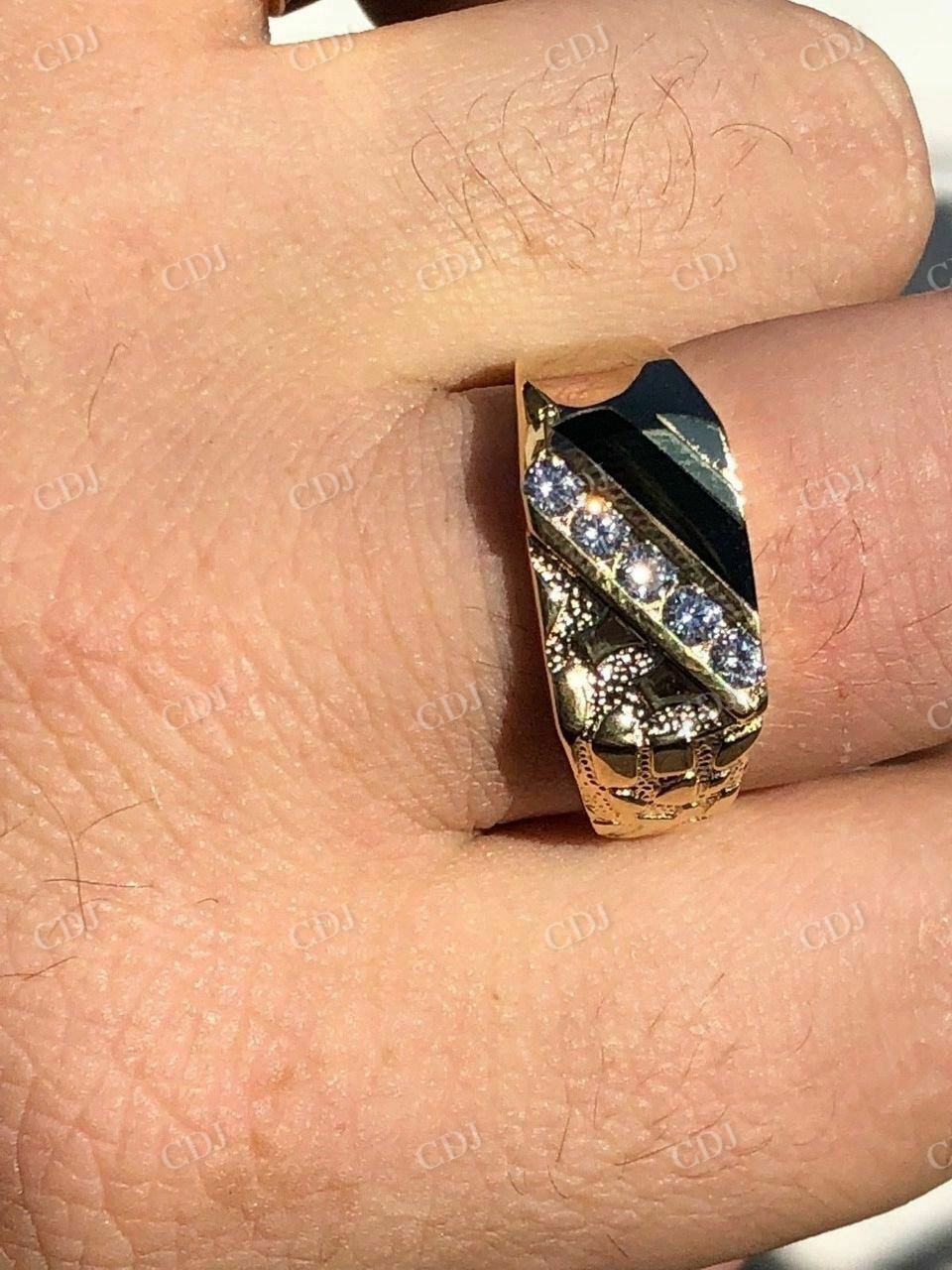 14k Gold Finish Baguette Hip Hop Ring  customdiamjewel   