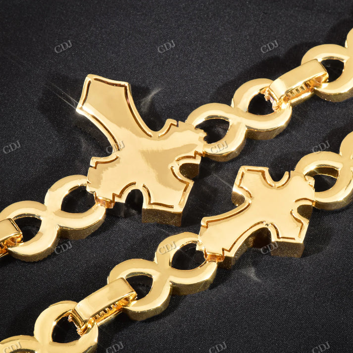 15mm Baguette Diamond Cross Stationed Infinity Link Hip Hop Chain hip hop jewelry CustomDiamJewel