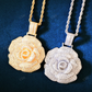 Rose Flower Shape Iced Out Diamond Pendant customdiamjewel
