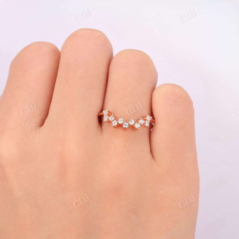 0.60CTW Cluster Diamond Matching Curved Wedding Band  customdiamjewel   