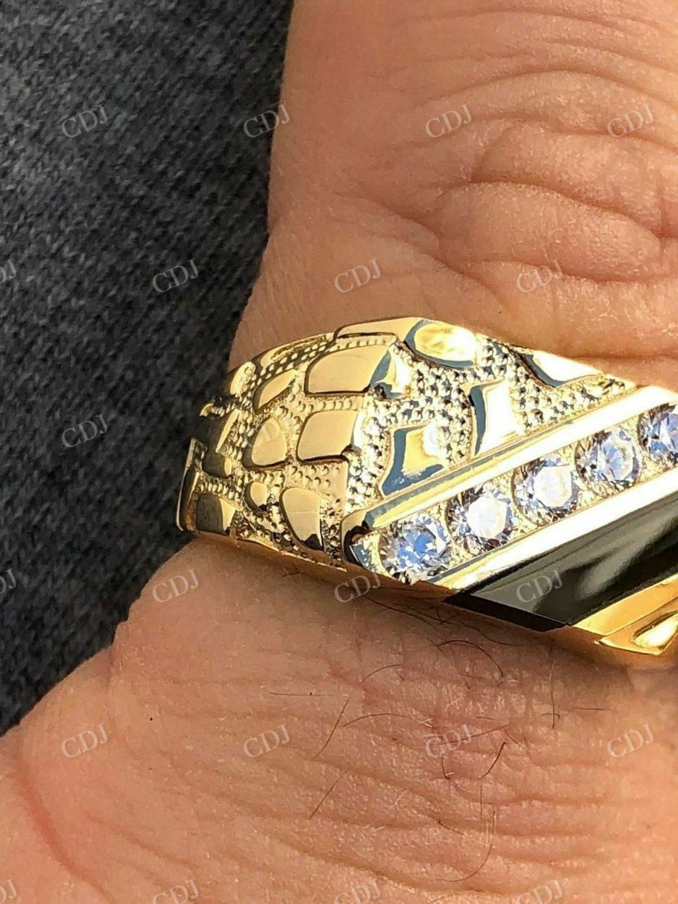 14k Gold Finish Baguette Hip Hop Ring  customdiamjewel   