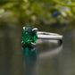 Oval Cut Green Emerald Solitaire Ring