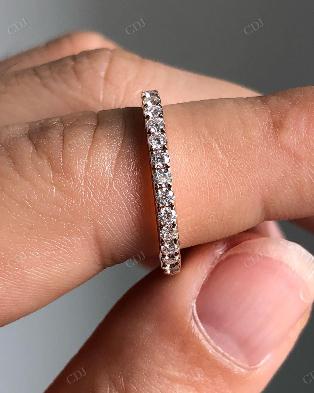 Lab Grown Diamond Round Cut Dainty Wedding Band