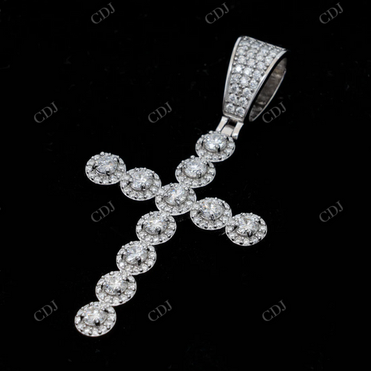 Flower Setting Diamond Cross Pendant For Men  customdiamjewel   