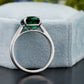 Oval Cut Green Emerald Solitaire Ring