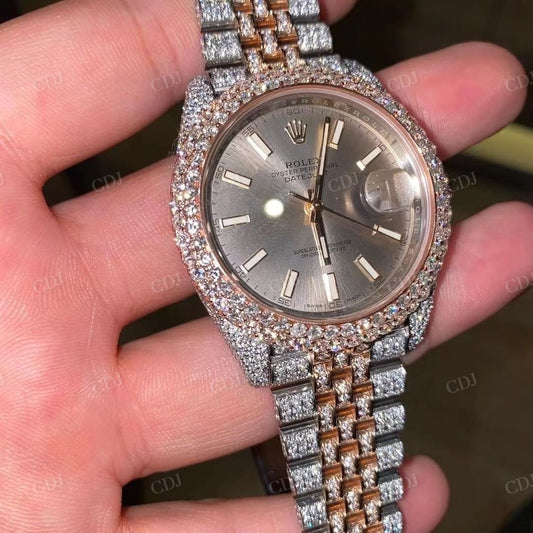 Luxury Diamond Rolex Stainless Steel Moissanite Watch customdiamjewel