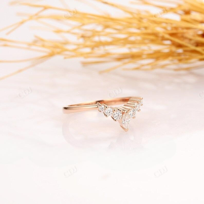Curved Lab Grown Diamond Wedding Band For Her  customdiamjewel   
