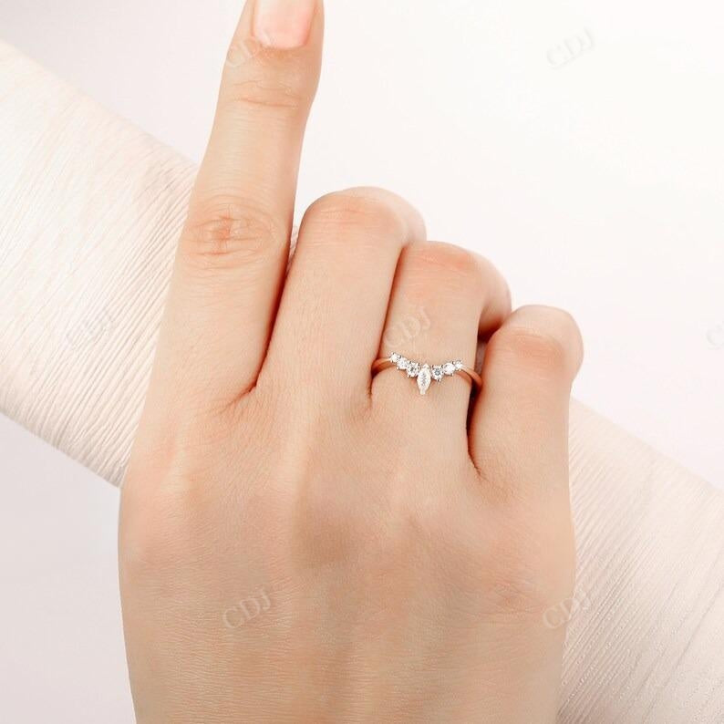 Curved Lab Grown Diamond Wedding Band For Her  customdiamjewel   