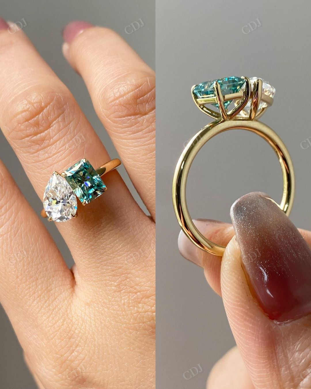 Vintage Toi Et Moi Moissanite Engagement Ring