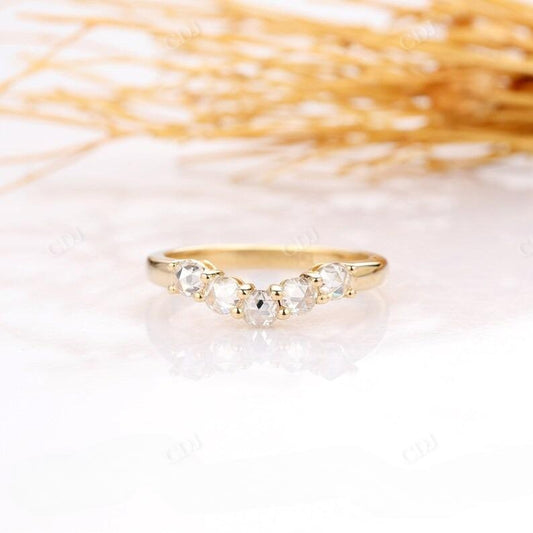 0.50CTW Round Rose Cut Real Diamond Classic Curved Wedding Band  customdiamjewel   