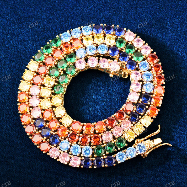 4mm Multi Color Round Cut Tennis Chain hip hop jewelry CustomDiamJewel