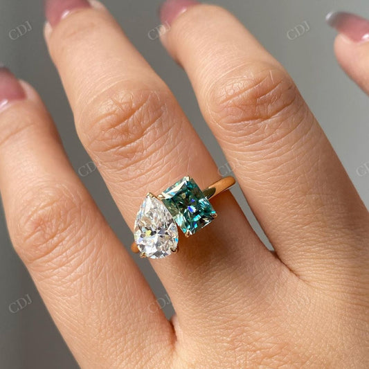 Vintage Toi Et Moi Moissanite Engagement Ring