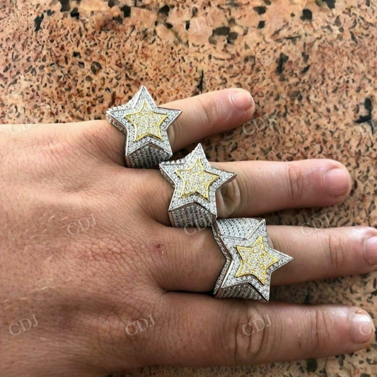 Men's Hip Hop Star Solid 14k Gold Diamond Ring  customdiamjewel   