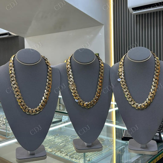18K Yellow Solid Gold Plain Hip Hop Cuban Link Chain For Men hip hop jewelry CustomDiamJewel   