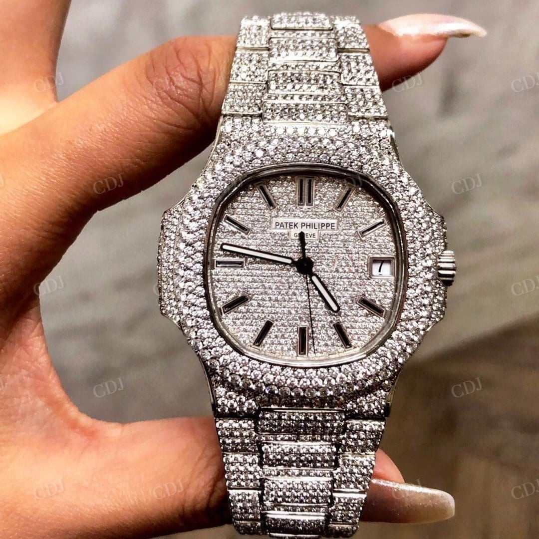 Fully Diamond Patek Philippe Luxury Moissanite Watch customdiamjewel