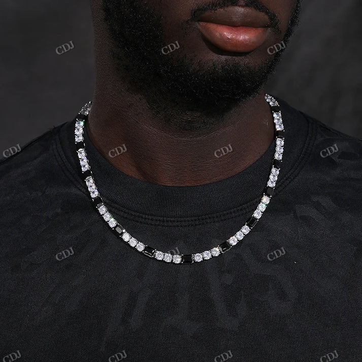 6mm S925 Moissanite Black Diamond Stationed Tennis Chain hip hop jewelry CustomDiamJewel