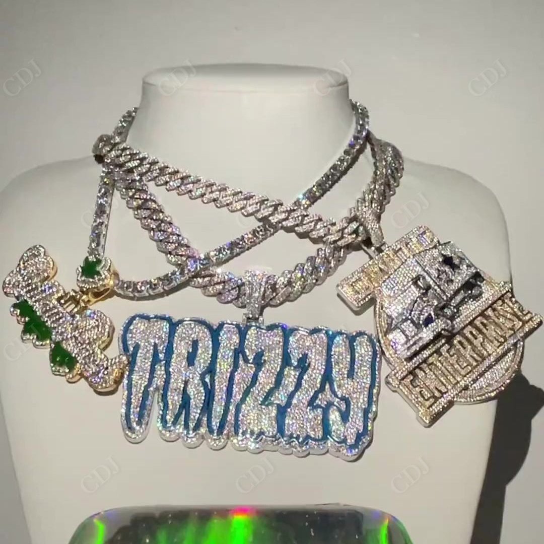 Hip Hop Iced Out Enemal Printed Customized Pendant hip hop jewelry CustomDiamJewel   