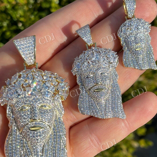 HipHop 14k Gold wo Tone Baguette Jesus Iced Pendant  customdiamjewel   