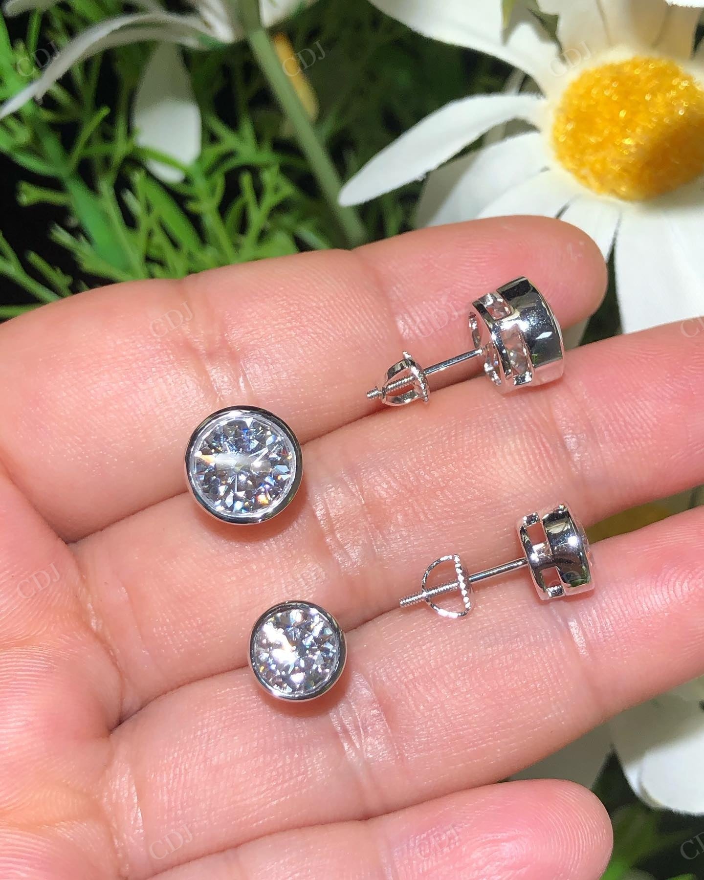 Bezel Set Lab Grown Diamond Stud Earrings