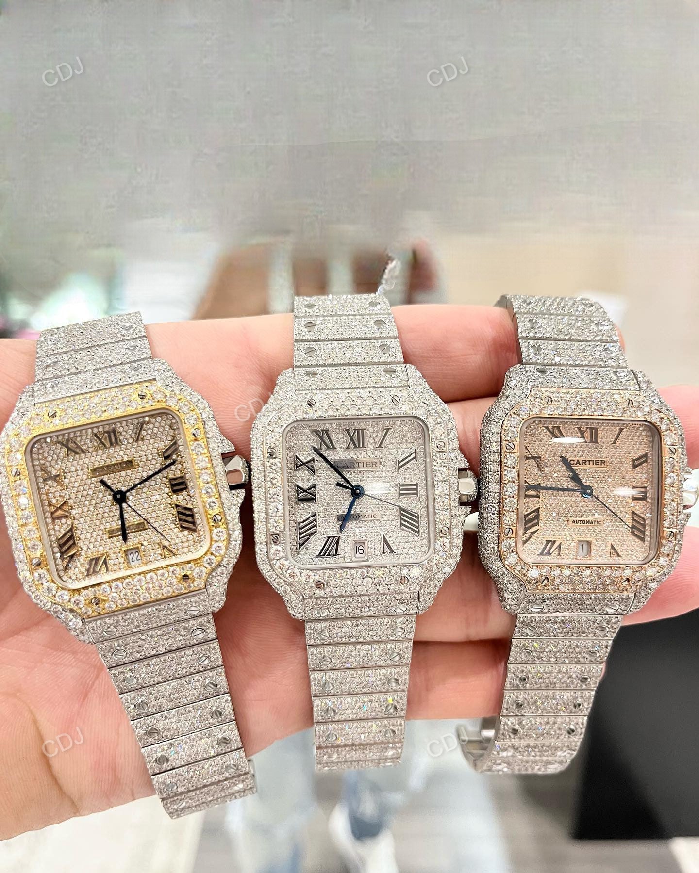 Handmade Moissanite Diamond Set Fully Iced Out Hip Hop Men Wrist Watches hip hop jewelry CustomDiamJewel