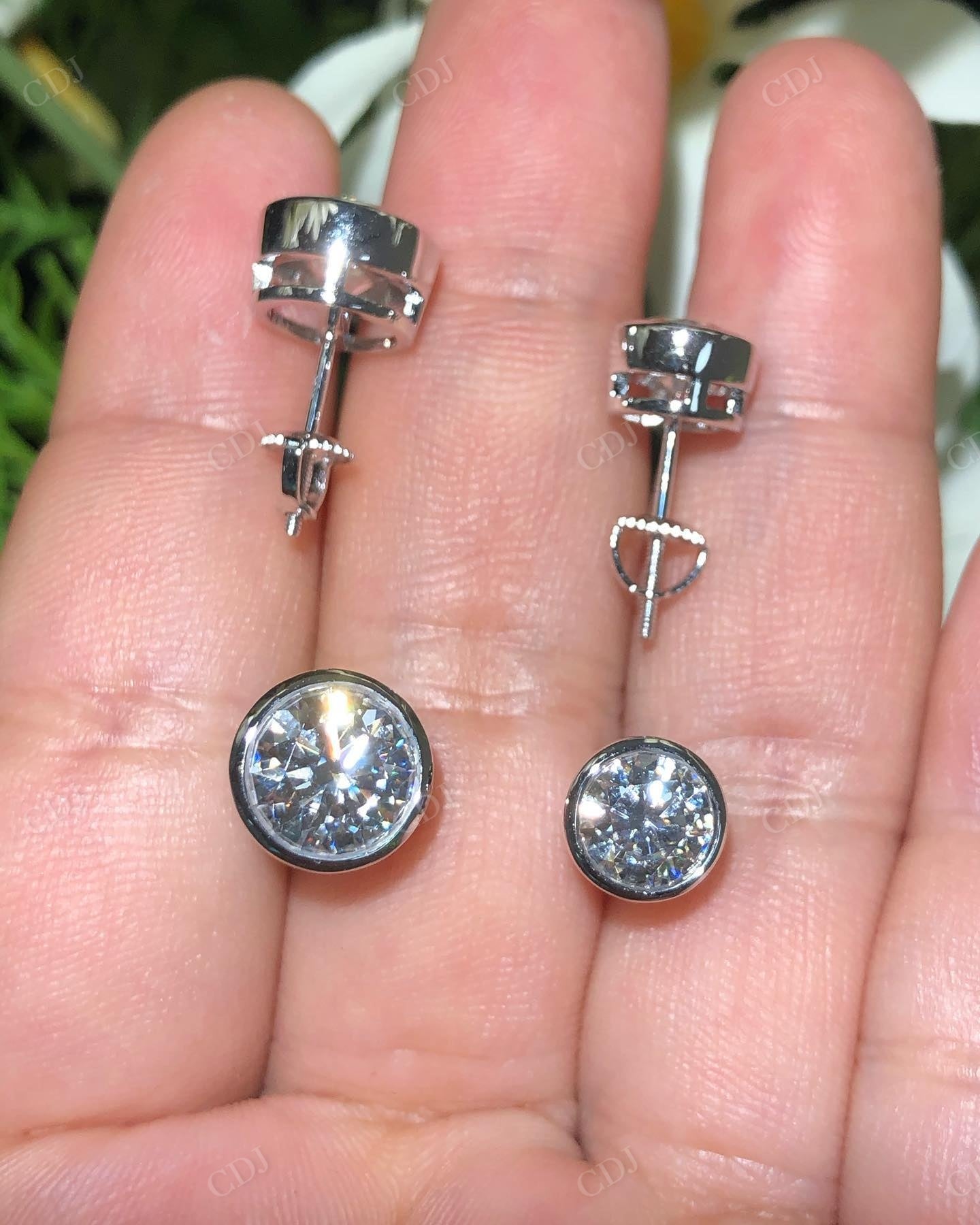 Bezel Set Lab Grown Diamond Stud Earrings