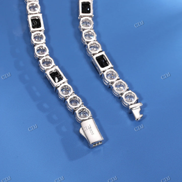 6mm S925 Moissanite Black Diamond Stationed Tennis Chain hip hop jewelry CustomDiamJewel