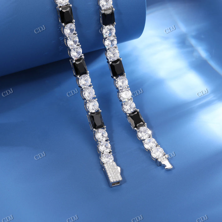 6mm S925 Moissanite Black Diamond Stationed Tennis Chain hip hop jewelry CustomDiamJewel