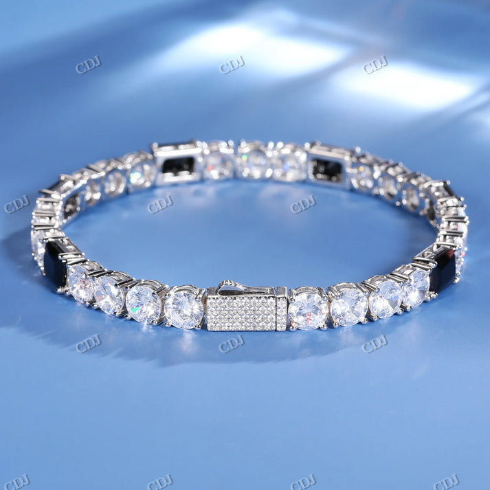 6mm S925 Moissanite Black Diamond Stationed Tennis Chain hip hop jewelry CustomDiamJewel