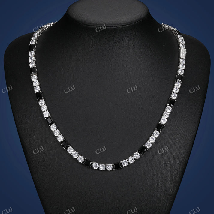 6mm S925 Moissanite Black Diamond Stationed Tennis Chain hip hop jewelry CustomDiamJewel