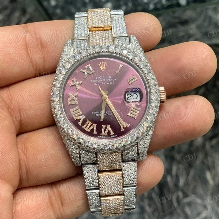 Rolex Handmade Stainless Steel Diamond Moissanite Watch customdiamjewel