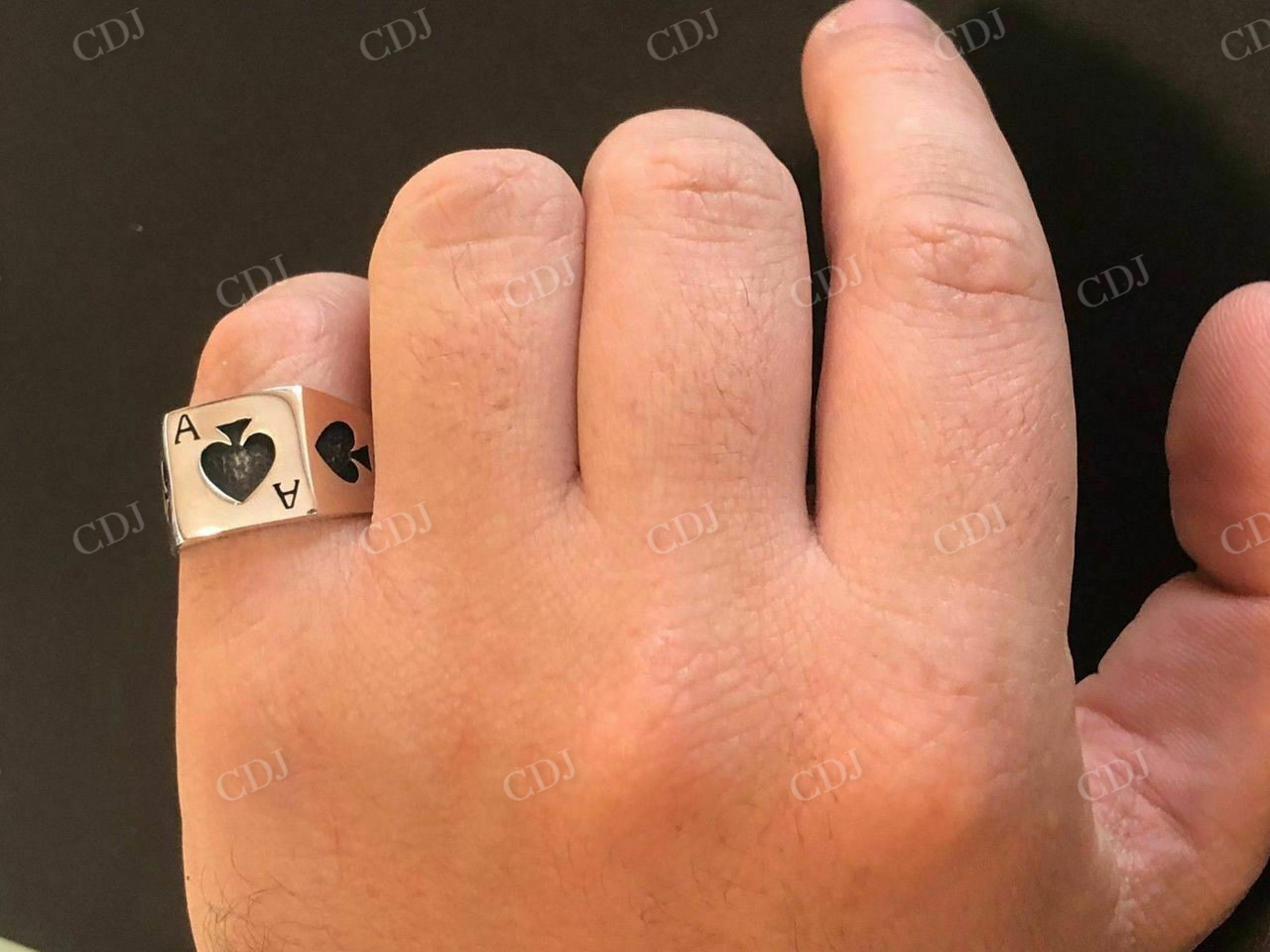Men Ace Of Spades Lucky Poker Card Ring  customdiamjewel   